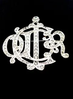 ディオールDIOR 旧ロゴ　エンブレム　ブローチ　ラインストーン