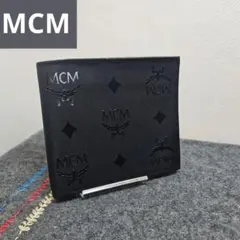 美品】MCM エムシーエム 長財布 ヴィセトス柄 黒 レザー ジッピー