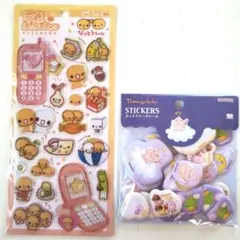 なっとうちゃん平成はっぴーフォン　たまごっちぷっくりピースシール　２点セット