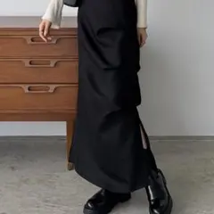 薄手 ツイード サイドタック スカート ロングスカート