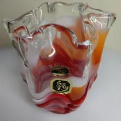 新品未使用 昭和レトロ フラワーベース 花瓶花器 フリルガラス フラワースタンド