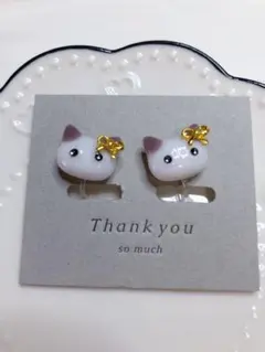 猫デザイン ノンホールピアス