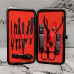 12点　グルーミングセット　眉　爪ケア　爪切りセット　フェイスケア　レッド