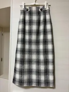 タイトスカート　白　ネイビー　チェック　NATURAL BEAUTY BASIC
