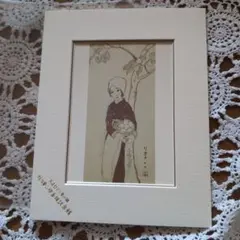 箱・取扱説明書・略歴付き】渡辺俊明「白き椿」絵短冊 額装 墨彩画