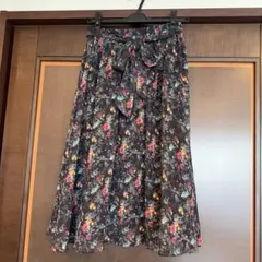 花柄 フレアスカート ウエストリボン付きのサムネイル