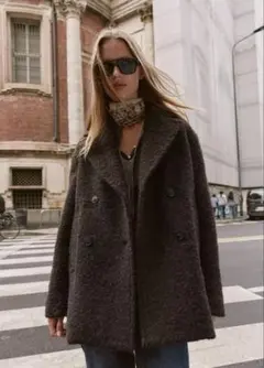 zara ブークレダブルブレストミディコート　xs