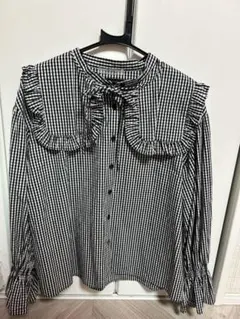 NICE CLAUPギンガムチェックシャツ フリル付き