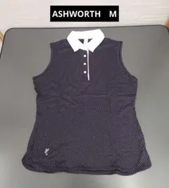 ASHWORTH　アシュワース　ノースリーブポロシャツ　レディースM　ネイビーのサムネイル