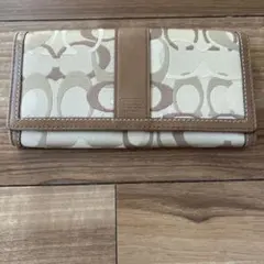 COACH ロゴ柄 長財布 ベージュ系