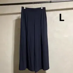 美品 ユニクロ ジャージーワイドパンツ ネイビー L