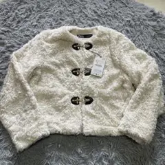 ZARA アイボリー ノーカラージャケット XS