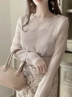 GRL インナー付き シフォントップス ブラック Lサイズ