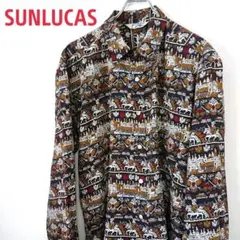 ビンテージ SUNLUCAS ヨーロピアン 王国 総柄シャツ ポリシャツ