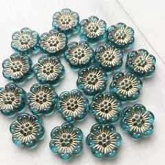 チェコビーズ風☆フラワーアクリルビーズ☆ブルー20個