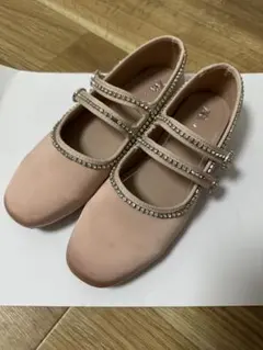 ZARA サテンバレエシューズ　ラインストーン