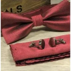 蝶ネクタイ チーフ　カフス　３点セット　結婚式　ワンタッチ　格子柄　格安　スーツ