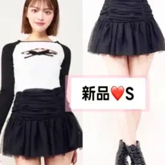 新品タグ付き　フレアミニスカート　ミニスカート　ブラック　S