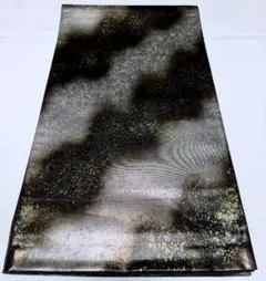 高級 袋帯 正絹 六通柄 ブラック シルバー 青銅錦 訪問着 付け下げ 小紋