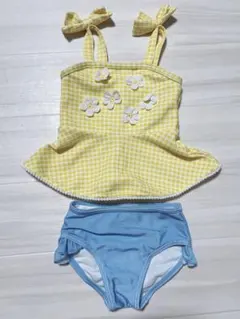 プティマイン☆ギンガム花モチーフタンキニ水着　80サイズ　ベビー　女の子