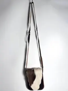 本革 レザー ハラコ ショルダーバッグ ブラウン 編み込み ＃687-66