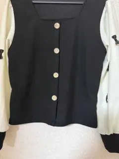 無地 長袖 ボタンカラーブラウス／長袖トップス