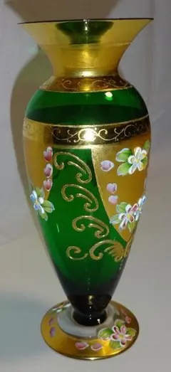 手描き花柄ガラスフラワーベース