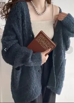 java 大人モテ Vネックカーディガン ふわもこ オーバーサイズ M