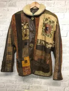 防寒対策に！レザージャケット//ヴィンテージ! レザーミックス　サイズM