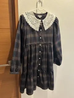 any FAM チェック柄 ティアードワンピース 150