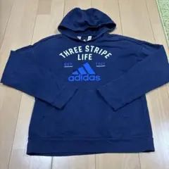 adidas THREE STRIPE LIFE パーカー 150 ネイビー