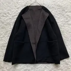 URBAN RESEARCH ROSSO リバーコート 黒×茶 F ノーカラー