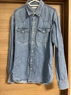 ユニクロ　デニムシャツ 長袖 デニムブルー　M
