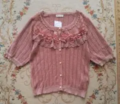 axes femme シフォン薔薇透けレースボレロカーディガン