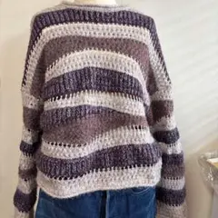 ZARA パープル系 編み目 ざっくりニット オーバーサイズ