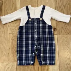 ロンパース　70 チェック　長袖