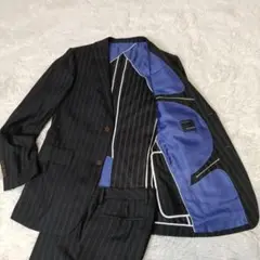 未使用■青山MODA RITORNO セットアップ スーツ ブラック×ストライプ