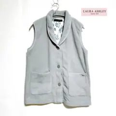【ローラアシュレー LAURA ASHLEY】フリースベスト　ブルーグレー　S