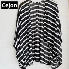 【Cejon】シアー ストライプ カーディガン ボレロ 羽織り OSFA