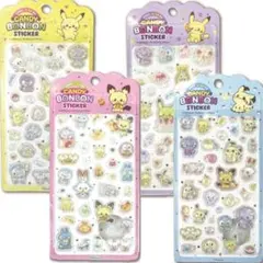 【韓国公式】 ポケモン ポケピース ボンボン 3Dシール 4種セット