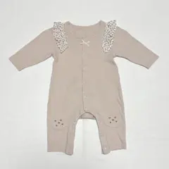 ベージュ 女の子 フリル付きロンパース