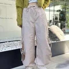 CIAOPANIC チャオパニック サイド リボン ワイド ナイロンパンツ