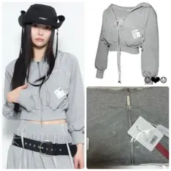 THEREDTHREAD S mid-sleeve hoodie cropped - メルカリ