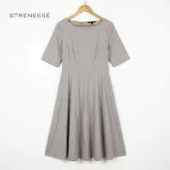 STRENESSE 半袖 ひざ丈ワンピース グレー 背中ジップ 薄手 XLのサムネイル
