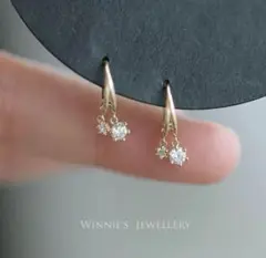 ダイヤトップ　フープピアス　S925