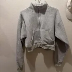 ハーフジップ ボアプルオーバー グレー L