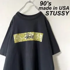 USA製 古着 90's オールドステューシー ボックスロゴ Tシャツ 紺タグ