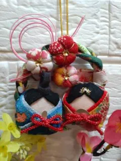 ちりめん細工　リース雛　ハンドメイド　インテリア　雛祭り