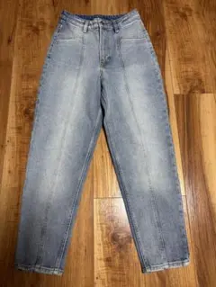 ハイウエスト センターシーム デニムパンツ ライトブルー
