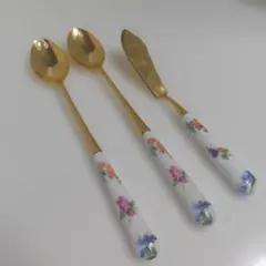 ノリタケ アルミナ磁器ハンドル ゴールド ティースプーン 2本セット